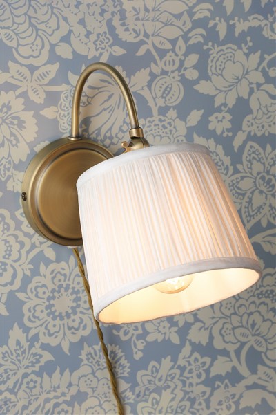 (image for) Laura Ashley Hemsley Wall Light Antique Brass and Ivory With Shade